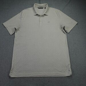 TravisMathew Polo Shirt Mens XL Gray Geometric Micro Print Pima Cotton Blend